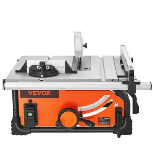 VEVOR Table Saw for Jobsite, 10-inch 15-Amp, 25-in Max Rip Capacity, Cutting Speed up to 4500RPM, 40T Blade, Portable Compact Tablesaw with Sliding Miter Gauge for Woodworking and Furniture Making