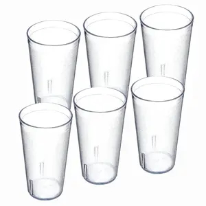 Stackable Tumbler with Pebbled Exterior for Kitchen, Restaurants, And Fast Food, Plastic, 16 Ounces, Clear, Pack of 2,4,6 Drinkware