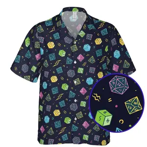 DnD Hawaiian Shirt, Dice Retro Geek Print, Dungoens and Dragons RPG Gift, Dungeon Master shirt, Summer Vacation Gift Idea For Men Women