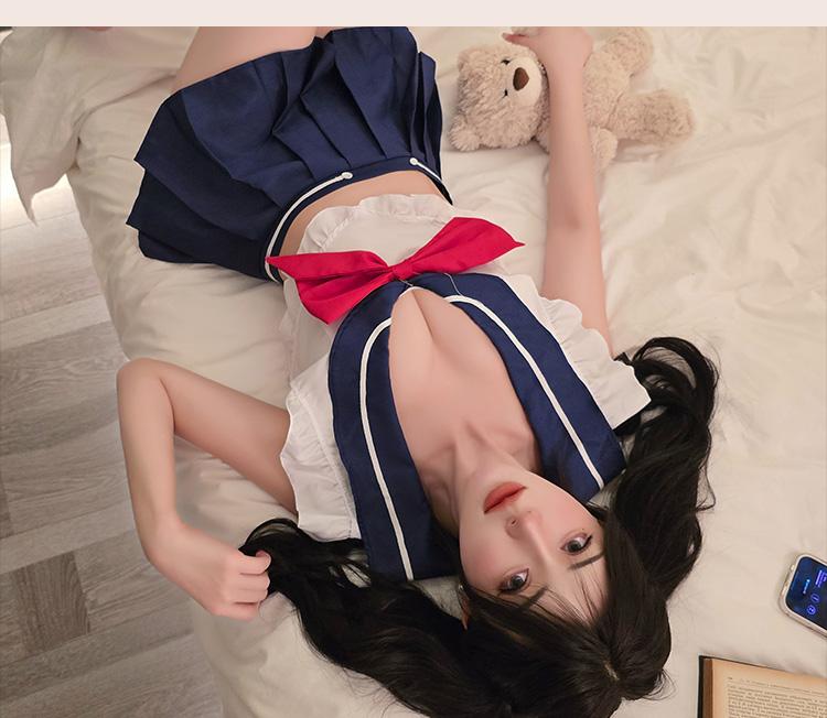 Japanese School Girl Cosplay Lingerie Set - Sexy Anime JK Uniform Sailor Moon Style Costume Two-Piece Roleplay Outfit for Women