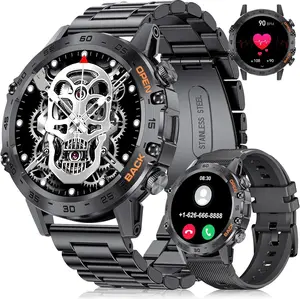 Smartwatch for Men, Answer/Make Calls, Android/iOS, 400mAh, 1.39"" HD Waterproof Display, Heart Rate, Blood Oxygen, Sleep/Step Tracker, 2 Straps, Black, large