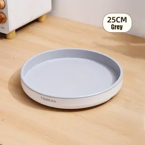 TSIBEAR 25CM Grey Multi-size Condiment Bottle Storage Tray 360° Rotating Multifunctional Kitchen Organizer for Cabinets Storage Rooms Fridges Tool Hoary White Racks