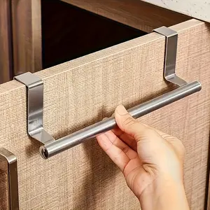 1-piece Elegant Stainless Steel Towel Rack, Fashionable No-Drill Door-Mounted Towel Holder, Suitable for Bathroom and Kitchen Towel Storage, Durable Space-Saving Home Shelf, Also Applicable for Christmas, Halloween and Other Festivals