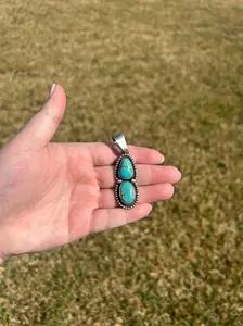 Kingman Turquoise 2-Stone Pendant