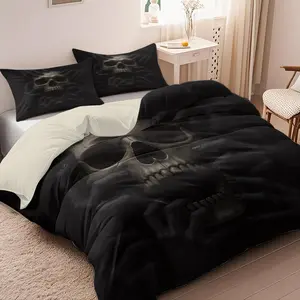 Skull Print Bedding Set, Including 1 Count Duvet Cover & Pillowcase, Soft Comfortable Bedding Set for Bedroom & Guest Room