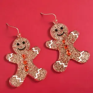 Sparkly Gingerbread Earrings for Festive Parties