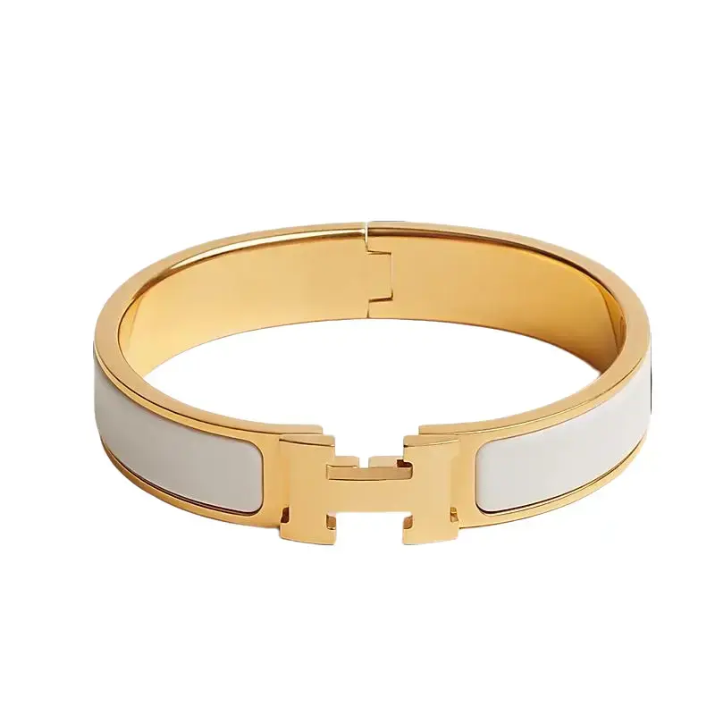Pre-owned Clic H Bracelet white/Gold Pre-owned Clic H Bracelet white/Gold