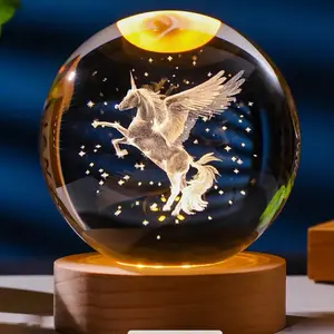 Winged Unicorn 3D Crystal Ball - Perfect for Home Decoration Gift Light Magical room