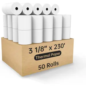 3 1/8 x 230 Thermal Paper Receipt Rolls, 50 rolls Receipt Paper Fits  Micronics SCP700 TSP143IV TSP100 80mm Receipt Printer Square POS Register,