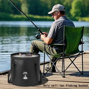 1pc Simple Outdoor Foldable Water Bucket, Folding Car Wash Bucket, Fishing Bucket, Camping Carry Bucket, Multi-Functional Outdoor Bucket