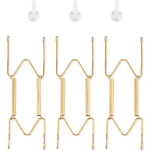 3 Pack Plate Hangers for Wall, Suitable for 6-8 inch Art Plates, Invisible Heavy Duty Stainless Steel Wire Plate Holder with Wall Hooks, Ideal for Displaying Plates, Platters and Dishes