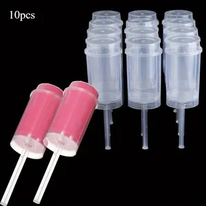 10PCS Reusable Transparent Plastic Push Pop Containers - Push-Up Cake Shooters with Lids for Desserts, Ice Cream, and Baking Mold