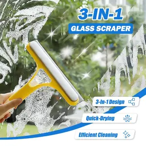 3-in-1 Glass Scraper with Spray Function Lightweight Silicone Wiper for Windows Mirrors & Glass Doors Quick-Drying Efficient Cleaning Tool