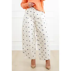 Restock! Polka Dot Print Twill Barrel Pants