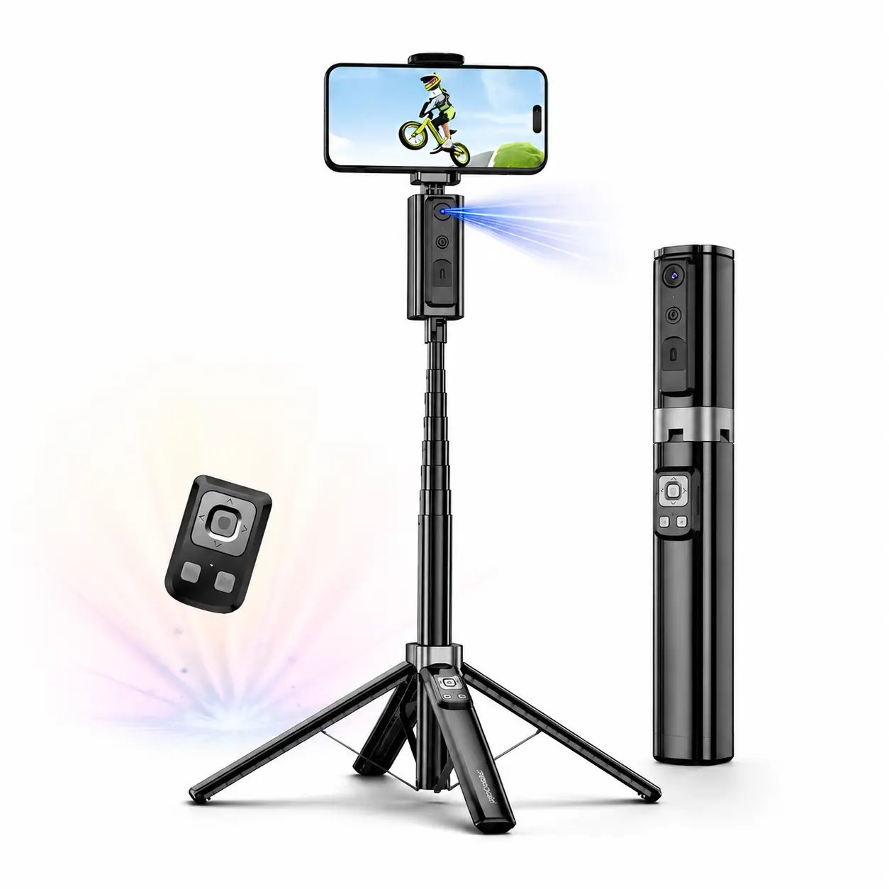 Summerwins 59" Phone Tripod Selfie Stick for Vlog Video Recording Tiktok, Extendable 360° Rotatable Cell Phone Tripod Stand with Wireless Remote, Portable Holder Compatible with iPhone Samsung Android Smartphone