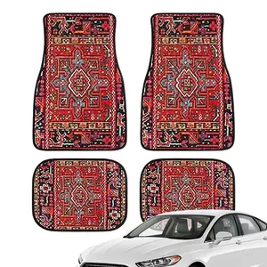 4Pcs Car Floor Mats - Bohemian Style Car Mats, Various Oriental Design Vintage Carpets, Vehicle Front Rear Carpets, All Weather Protection Auto Foot Carpet