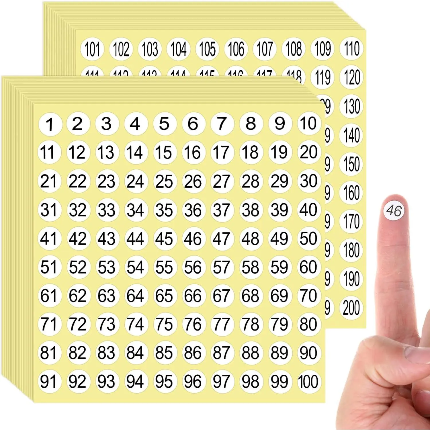 4000 count 1-200 Numbered Stickers, Round 1 to 200 Small Number Stickers Self Adhesive, Consecutive Inventory Number Labels Sticker for Storage Organizing Boxes Bins Toolbox (40 Sheets)