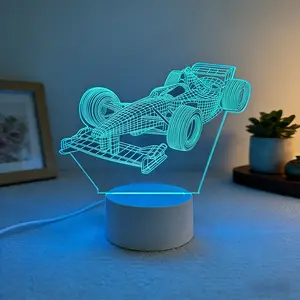 F1 Racing 3D Night Light, Touch-Sensitive LED Table Lamp, 7 Lighting Modes, Fashion Car Decor, Home Office Use, Perfect Gift for Racers