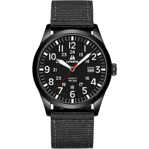 Mens Watches Unisex Military Sport Nylon Strap Stylish Luminous Fashion Analog Quartz Watch for Men Waterproof Army Tactical Casual Wristwatch
