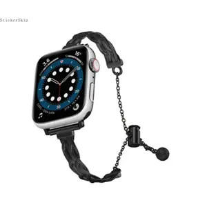 2026NEWGold Braided Chain Apple Watch Band - Adjustable Metal Bracelet Strap for Women, Fits iWatch Series 10 9 8 7 6 5 4 3 2 1 SE Ultra, Elegant Jewelry Wristband for Daily & Formal Outfits