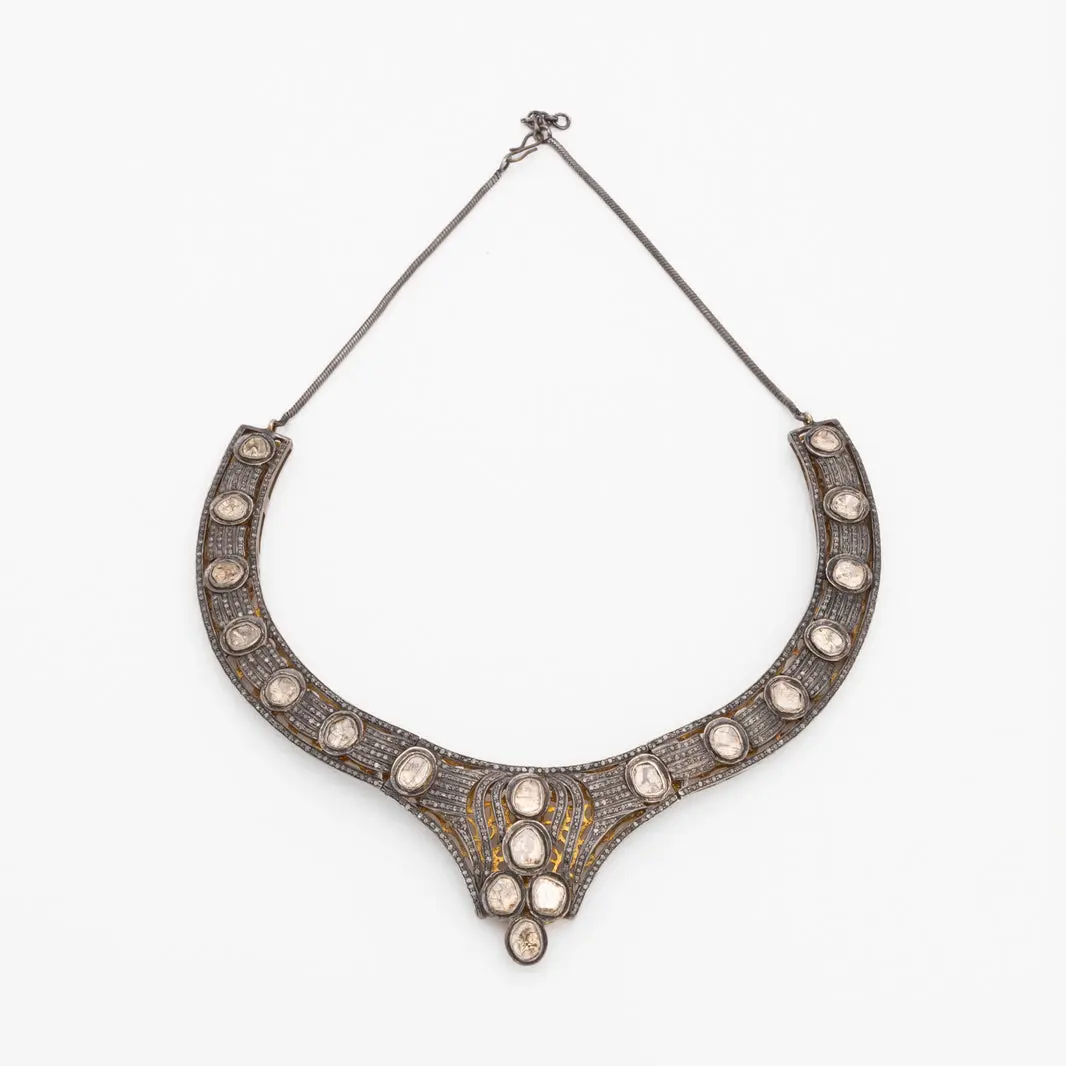 Diamond & Rhodium Cuff Necklace
