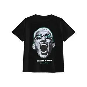 Charles Oliveira UFC T-Shirt Vintage Washed Oversized Graphic Tee Casual Streetwear Top For Men Women
