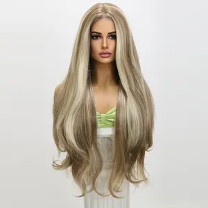 SMILCO/32-inch |High Quality Futura Tea Brown Highlight Body Wave  hair T part  Lace Front Wigs | SM9116