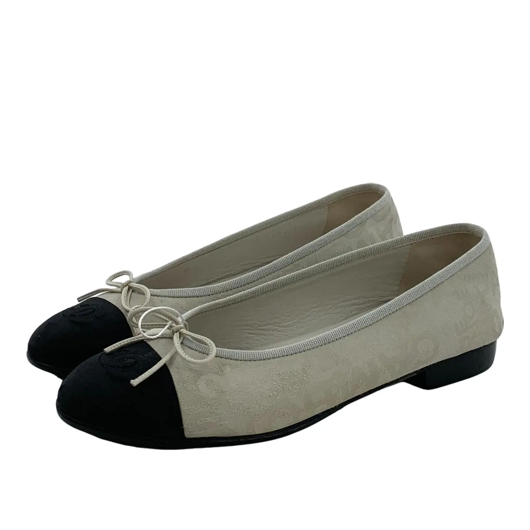 RDLT-Chanel size 38 color‑block logo letter lace‑up bow casual flat shoes-H38073