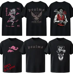 3-pack double-sided graphic T-shirts, retro graphic T-shirt, American short-sleeve T-shirt, world-style T-shirt, beautifully printed graphic T-shirt, fun graphic T-shirt, versatile double-print T-shirt