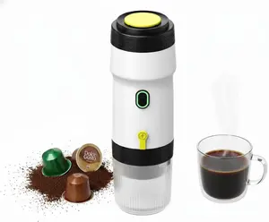 Portable Espresso Maker, 20 Bar Pressure Small Coffee Machine, Rechargeable Battery Operated Mini Coffee Maker for Pods or Grounds, Includes Car Charger, for Hot & Iced Coffee (White)