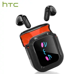 Htc Ne20 True Wireless In-Ear Translation Headphones Bluetooth-compatible 6.0 Chargeable Gaming Audio Earbuds LED Display Charging Case HiFi Sound Support 134 Languages Wireless Earbuds Headset