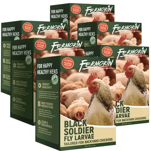 Fermorin 5/ 10/ 30/ 1lbs Dried Black Soldier Fly Larvae for Chickens, High Protein Chicken Feed with More Calcium Than Mealworms, Non-GMO Natural BSFL Treats for Laying Hens, Ducks, Quail, Birds & Reptiles
