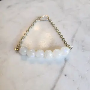Lunar Grace Bracelet | Sterling Silver Rainbow Moonstone Bracelet | Handmade Celestial Jewelry