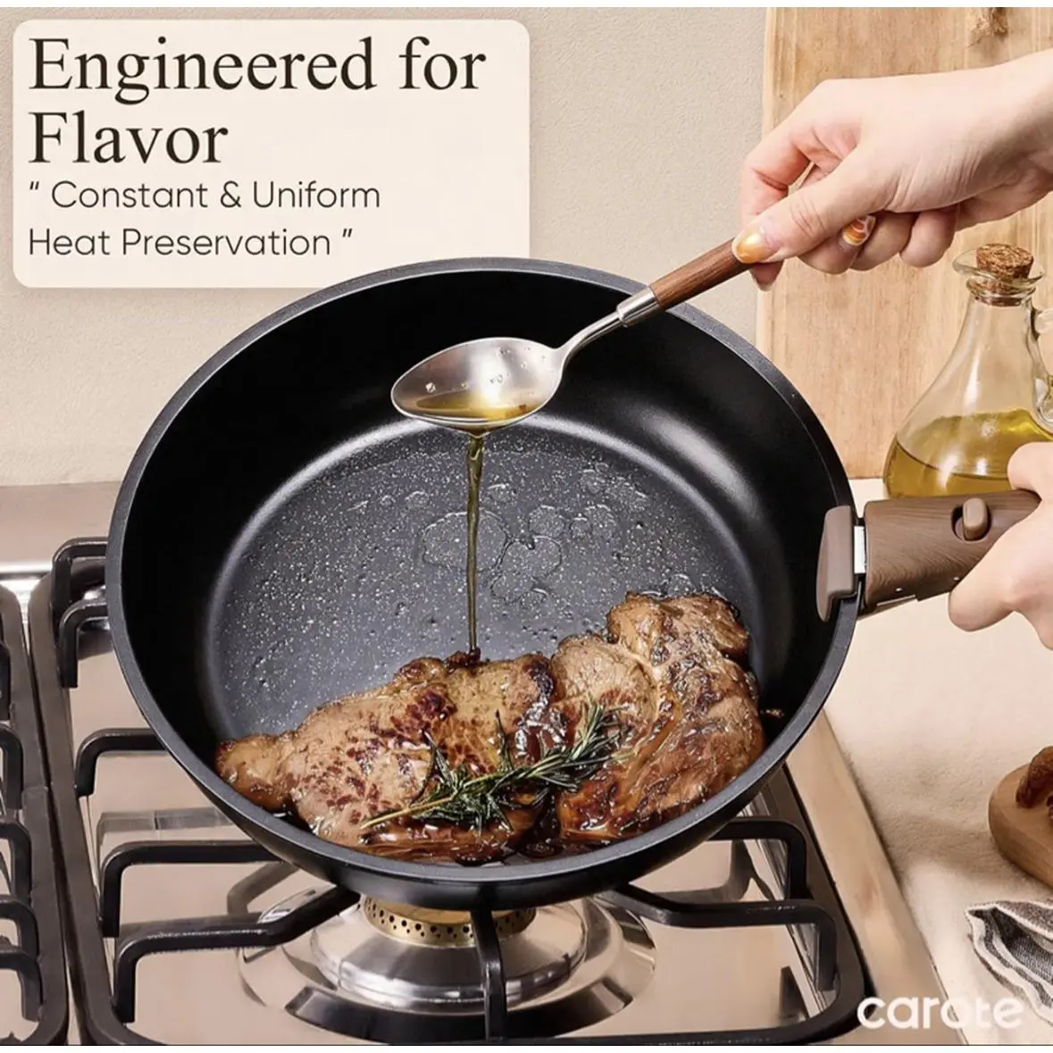Carote Black 19pc Pan and Utensil Set for 75$ - Engineered for Flavor with Constant & Uniform Heat Preservation