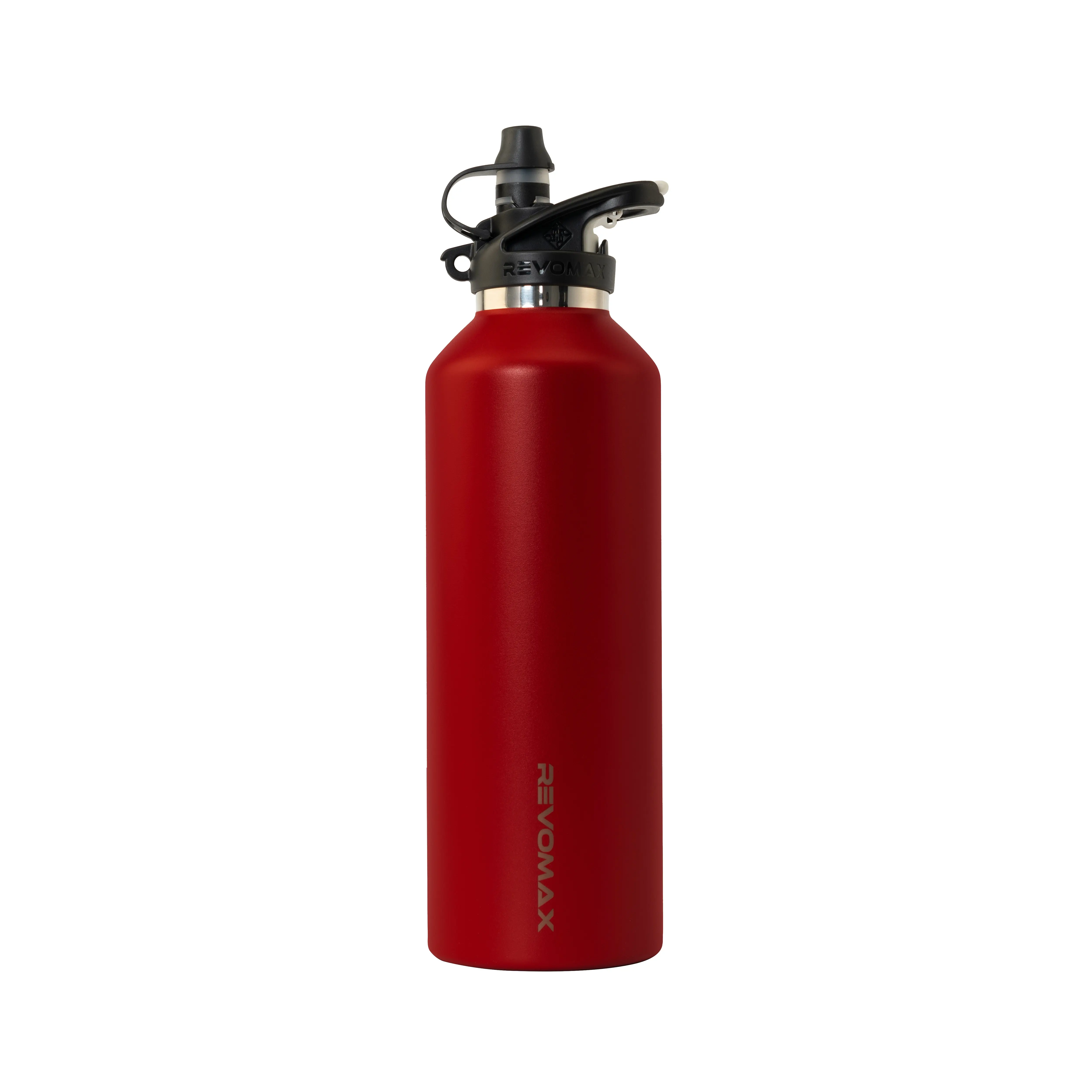 Revomax Sport Series Patent Insulated Vacuum Flask Tumbler with Straw - 32oz (500-1,000 ml Cylindrical) Adults' Water Bottle, 1-Hand Open Cap, Keeps Drinks Ice Cold 25-36 Hrs, Piping Hot 18 Hrs, Portable for Daily Hydration