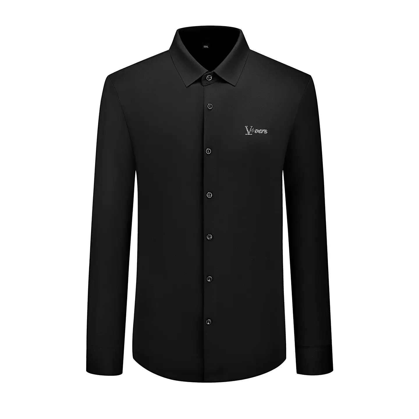 Men's Luxury Slim Fit Rhinestone Embellished Long Sleeve Shirt – Plus Size, Soft & Breathable Comfort Fabric, M-5XL