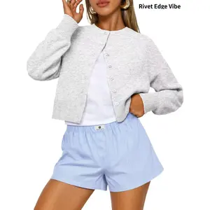Women's Short Cardigan Sweater Lightweight Short Knitted Y2K Autumn Fashion Fresh Soft Open Front Long Sleeve Casual Wear