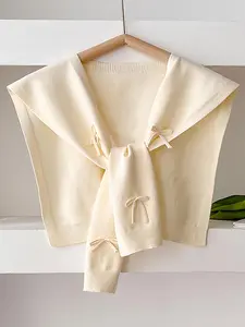 Women's Solid Color Bow Decor Shawl, Casual Soft Comfortable Shawl for Daily Wear, Fashion Accessories for Women & Girls