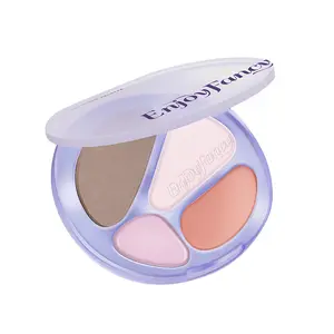 EnjoyFancy Four-in-One Atmospheric Makeup Palette -Contour Powder, Matte Highlighter, Blush Mud, Dewy Multi-use Balm, Beginner-friendly Cosmetics, Compact Design