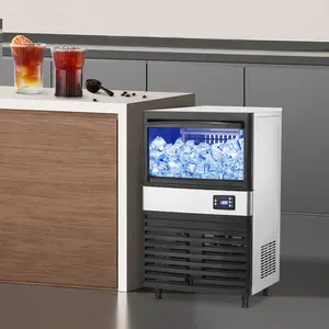 150LBS/24H Commercial Ice Maker Machine, 78 Cubes Per Batch in 8-18 Mins, Freestanding Stainless Steel Ice Machine with 30LBS Large Storage Bin, Smart Control Panel Clear Indicators for Home Restaurant Food Truck