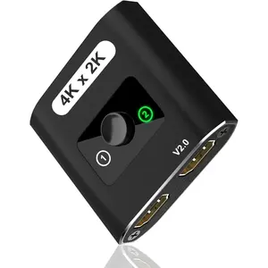 HDMI Switch Splitter 4K@60Hz, Aluminum Bi-Directional HDMI 2.0 Switcher, HDMI Splitter 1 in 2 Out/ 2 in 1 Out, Support 4K 3D HDR for Xbox, PS5/4/3, Fire Stick, Roku, HDTV, Projector, Computer (Black)