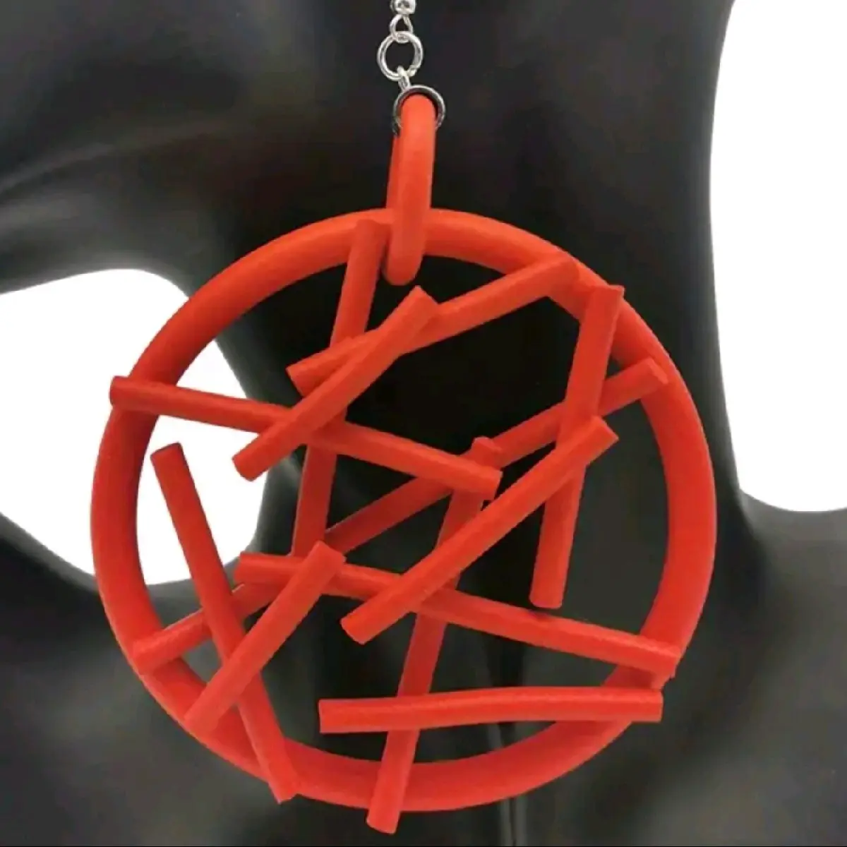 RED...Fashionable Lightweight Rubber-Like Tubing Earrings