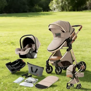 Great value offer Four-in-one portable foldable baby carriage, equipped with a sunshade, suitable for outdoor activities with babies. It pushes smoothly and is an ideal choice for purchasing a baby carriage. With a vintage design, it is perfect for travel