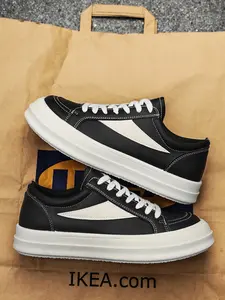 Men's Black-White Minimalist Sneakers, Sports Shoes, Simple Stylish Style, Leather Material + Platform Sole + Color-Block Lines, Clean Style, Daily Versatile , Ideal for Commuting & Street Leisure Scenarios, Skateboard Shoes