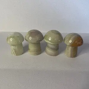 Green banded onyx crystal mushrooms