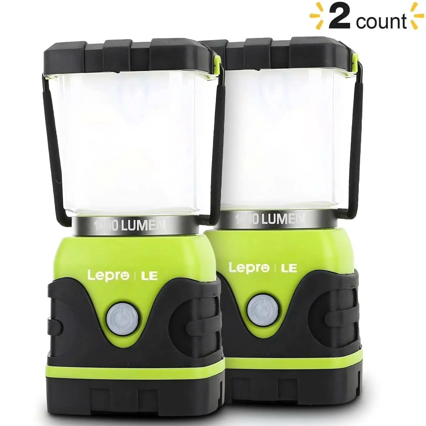 Lepro 2-Pack Camping Lanterns, 1000 Lumen Battery-Powered Tent Lights with 4 Dimmable Modes, Flashlight Function for Power Outage, Hiking