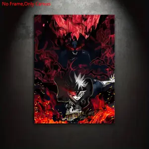 1 Piece/Set Frameless Canvas Painting Print Poster, Unframed Art Print,Classic Dark Fantasy Epic Shonen Anime Pop Art,Black Clover Asta,Perfect Gift for Japanese Manga Lovers,Ideal Gift for Bedroom,Office,Bathroom,Living Room,Dorm Hallway,Mural