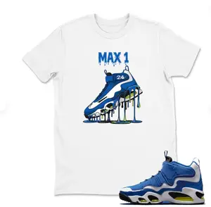 Dripping Shoe Max 1 Sneaker Shirt To Match Griffey Max 1 Varsity Royal Soft Cotton Menswear T-shirt for Retro Outfits