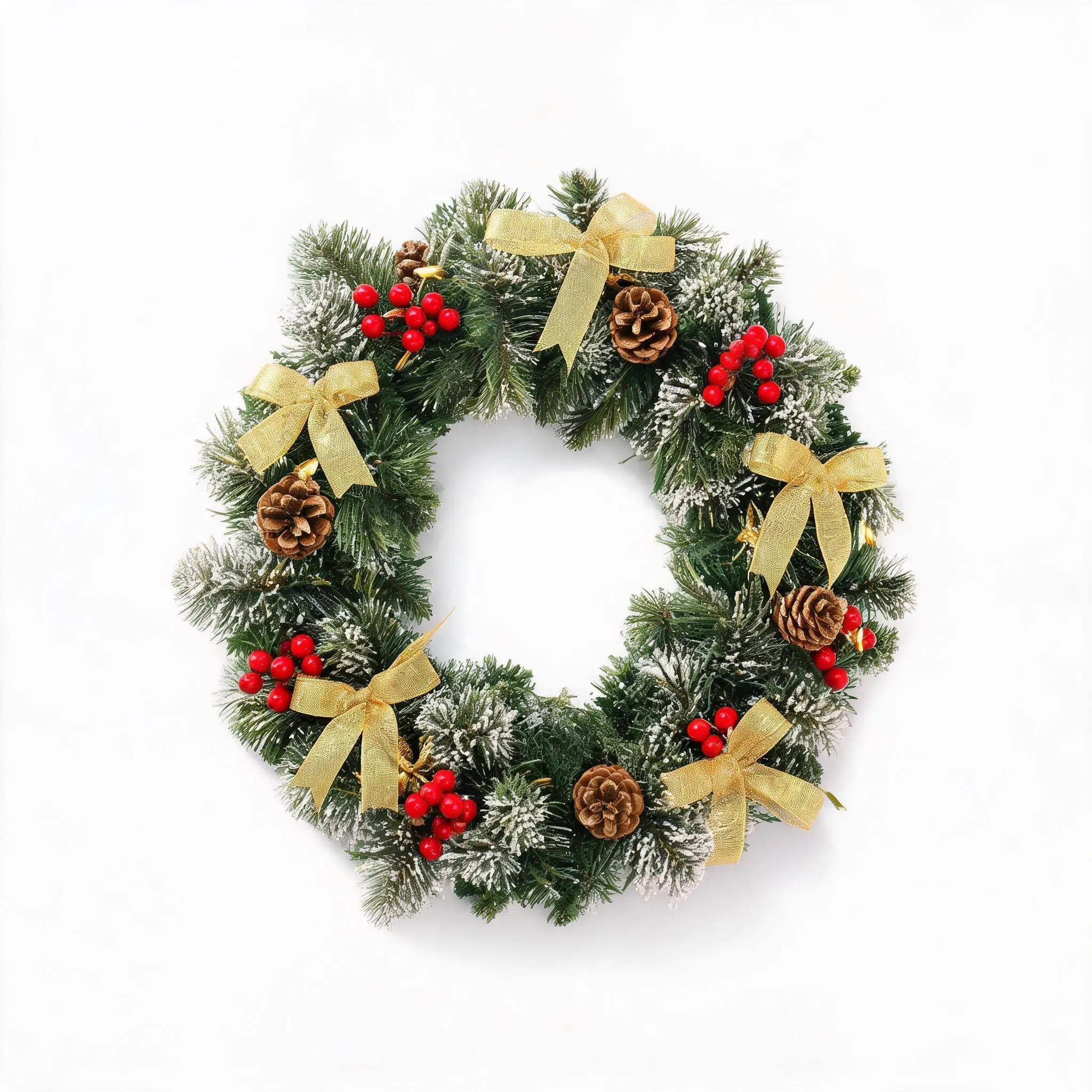Garvee 26in Christmas Wreath Pre-Lit LED Pine Needle with Snow | Pre-lit Christmas Wreath, Warm White LED Lights, Battery Powered Flocked Pine Needle with Snow