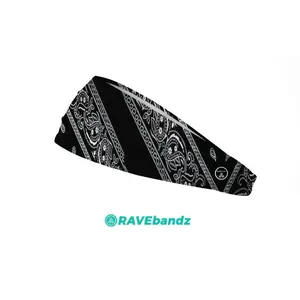 RAVEbandz The Pro - Wide Stretch Headband (Black Bandana)